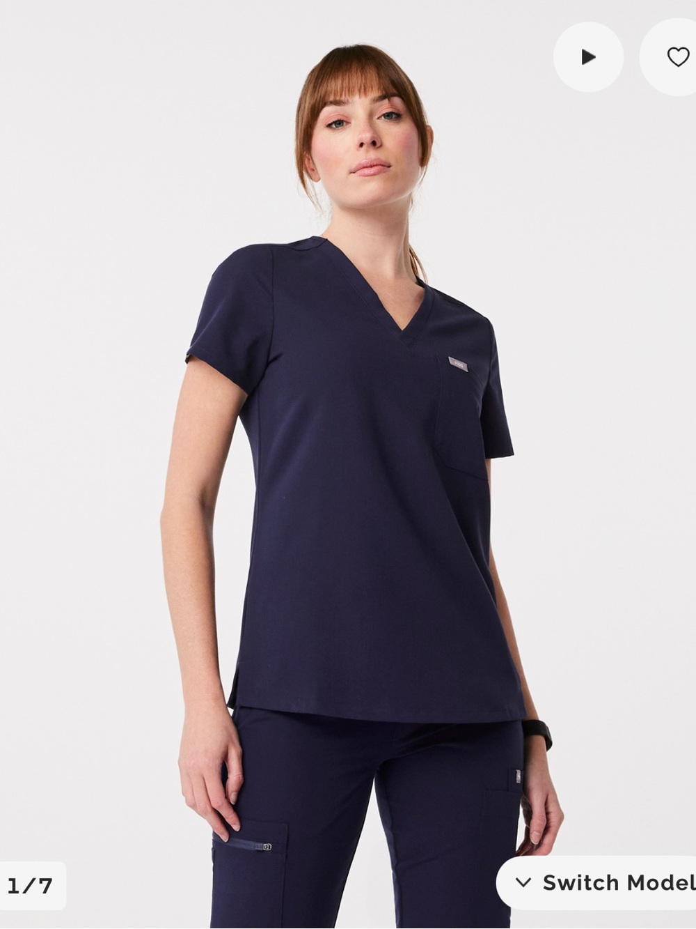 Figs Catarina Scrub Top Navy NWT